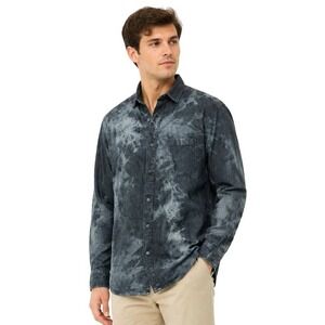 Mode of One Tribeca Mens Small Acid Wash Denim Blue Button Down 100189702MN